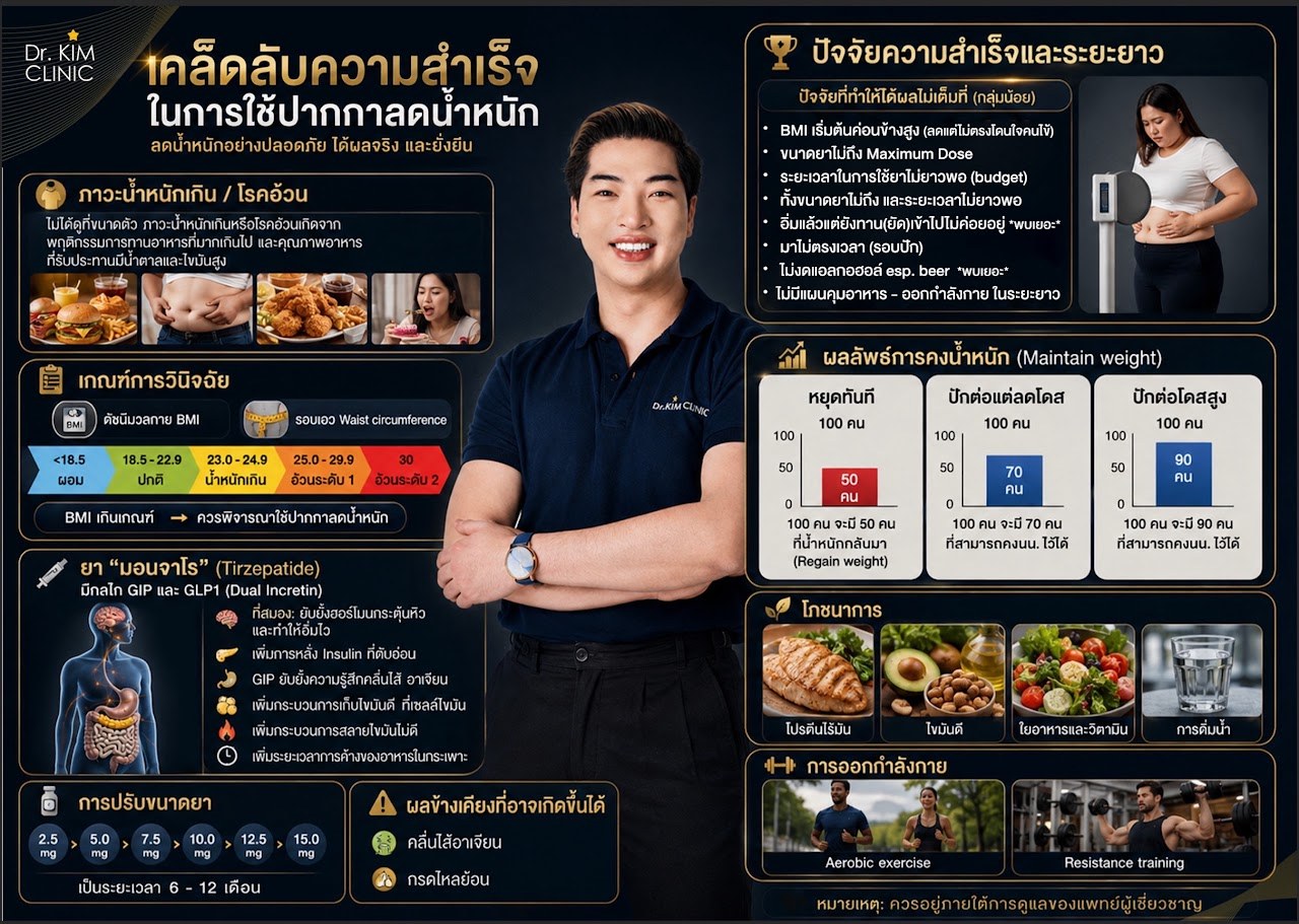 อินโฟกราฟิก เคล็ดลับความสำเร็จในการใช้ปากกาลดน้ำหนัก โดย Dr. KIM Clinic
